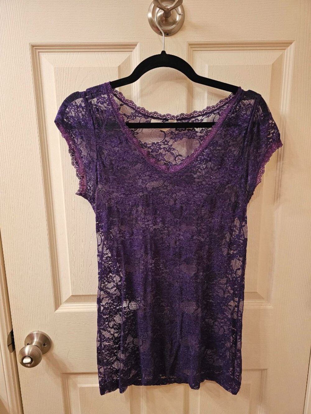 NWOT Bonzzolo Large Purple Lace Blouse